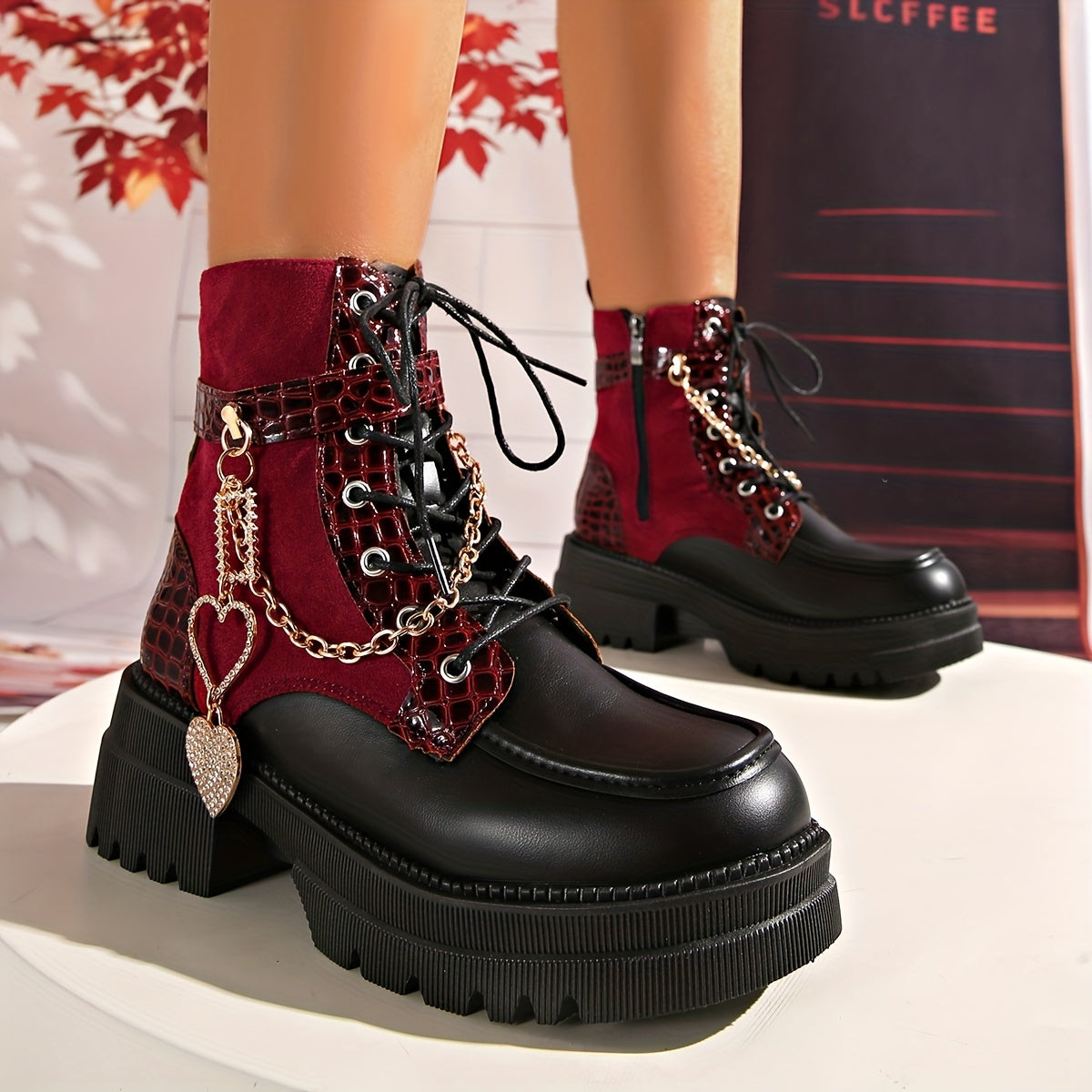 Women’s Chunky Platform Boots – Gothic High Heel Ankle Booties