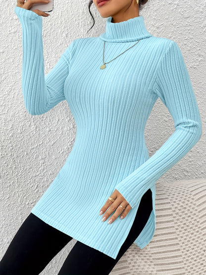 Women’s Elegant Turtleneck Top – Soft Long Sleeve High-Neck Knit