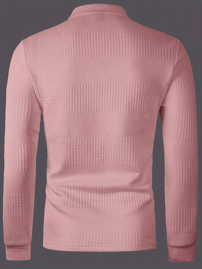 Men’s Summer Jacquard Lapel Shirt – Slim Fit Short Sleeve Polo