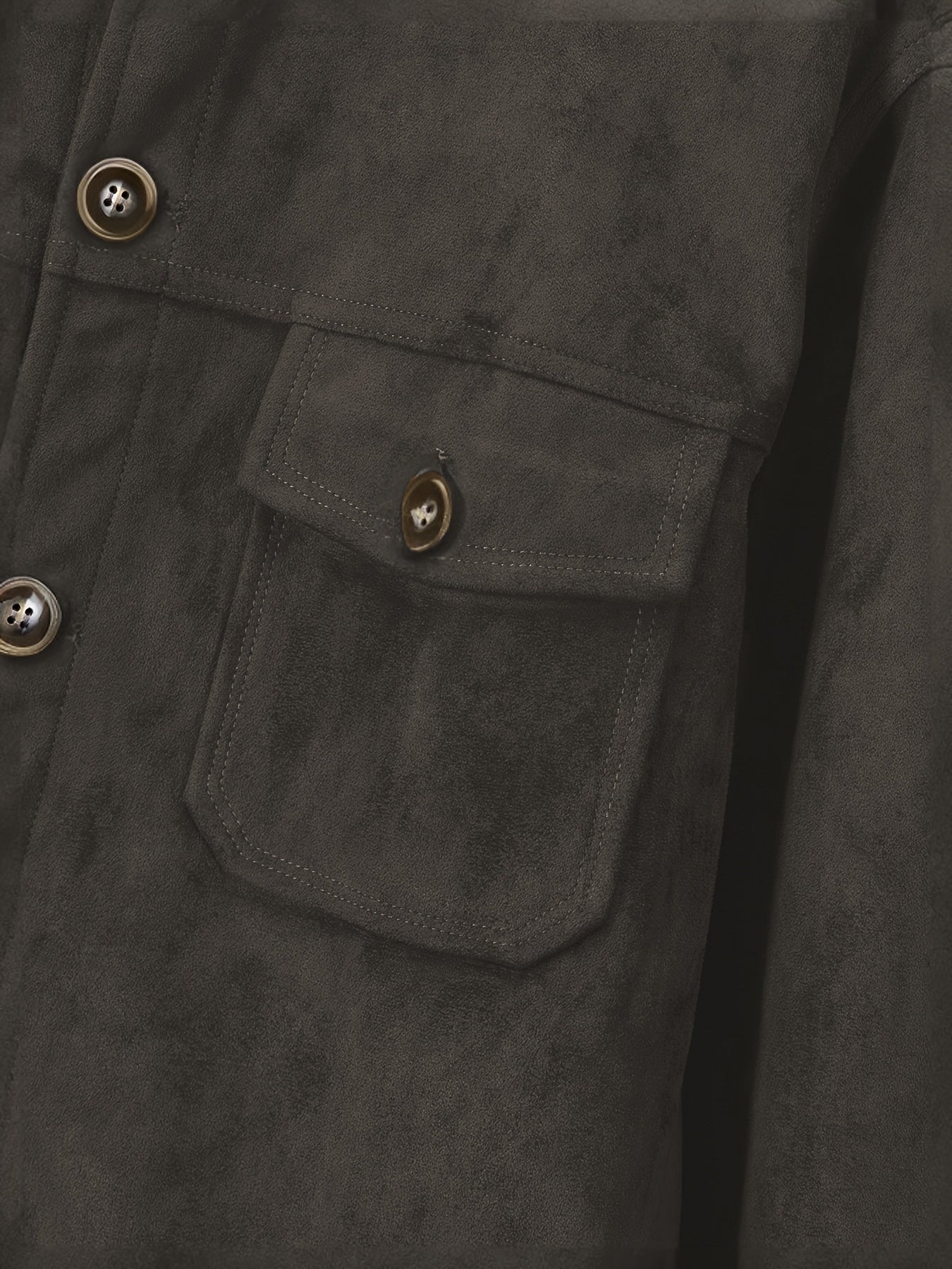 Chaqueta de ante sintético para hombre – Abrigo informal con cuello alto y botones