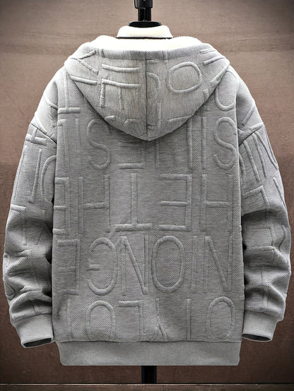 Loom & Soul Men’s Letter Hoodie – Plush Zip-Up Sweatshirt Holiday Edition