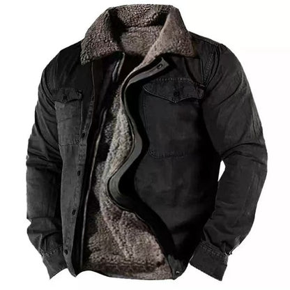Veste en coton doublée polaire pour homme – Coupe ample décontractée avec fermeture éclair