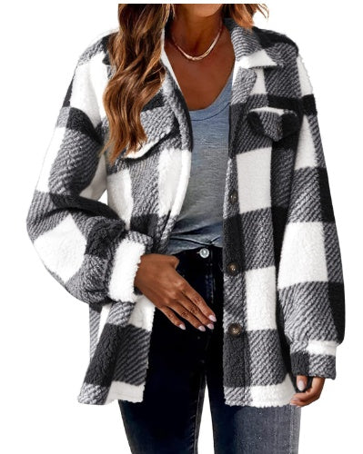 Loom & Soul Women’s Lamb Fleece Jacket – Soft Button-Up Sherpa Coat for Cozy Winter Warmth