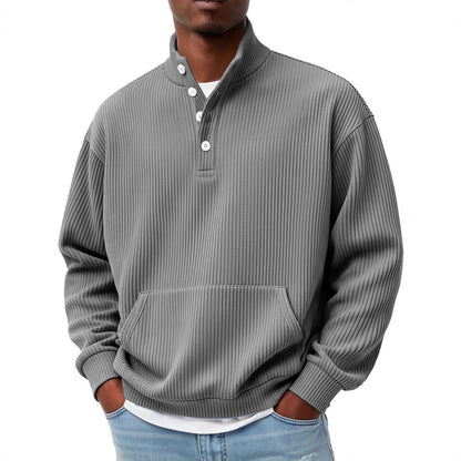 Sweat-shirt homme col roulé uni – Polo décontracté à manches longues