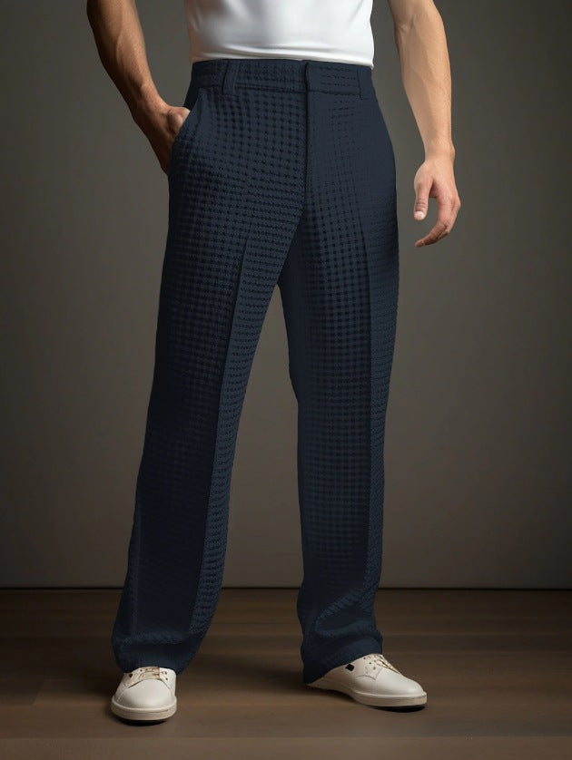 Pantalon de costume droit gaufré pour homme – Pantalon décontracté et d'affaires toutes saisons