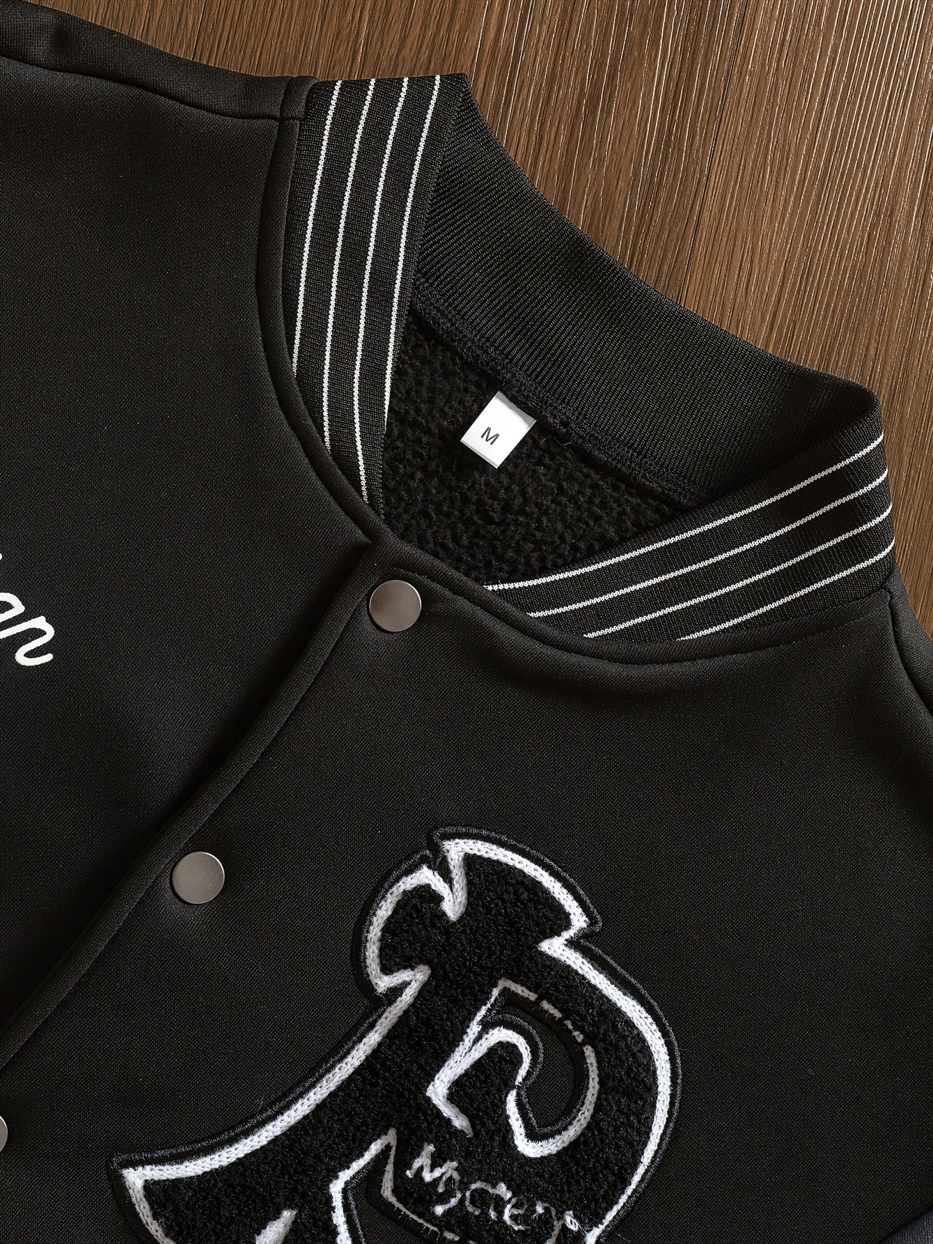 Men’s Embroidered Letter Baseball Jacket – Black & Gray Streetwear