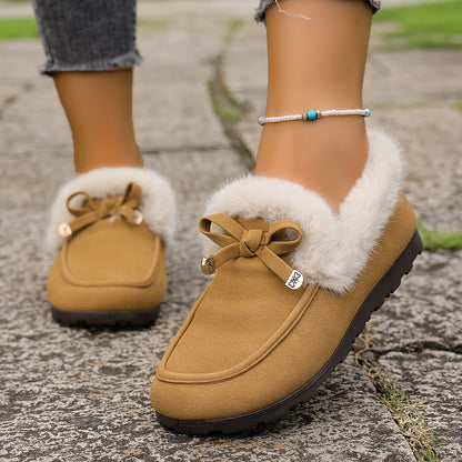 Mocasines de mujer con forro polar – Zapatos de invierno cálidos sin cordones