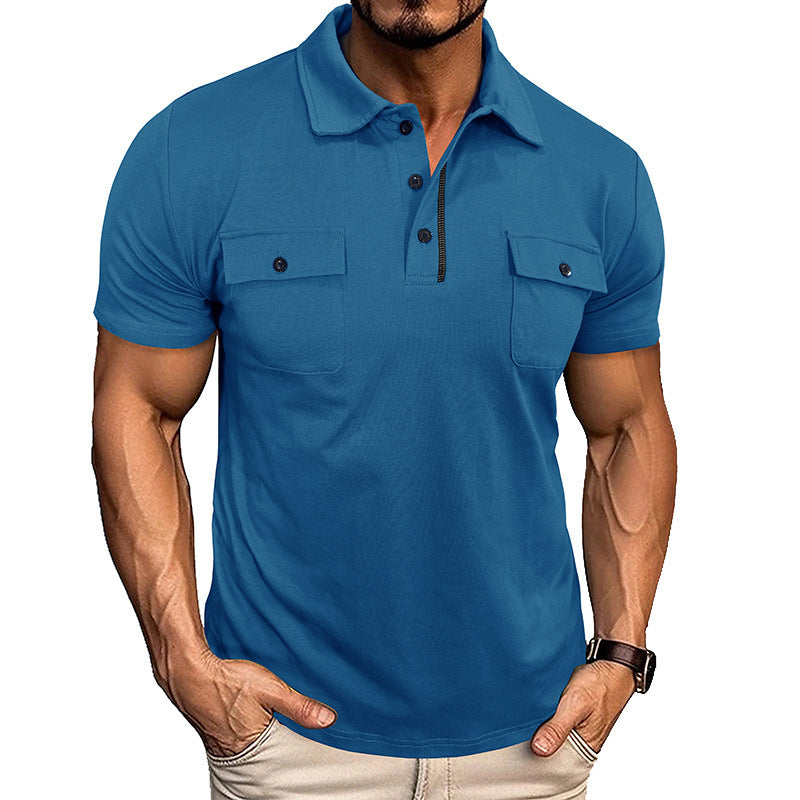 Loom & Soul™ Men’s Summer Polo Shirt – Short Sleeve Lapel Top with Chest Pocket
