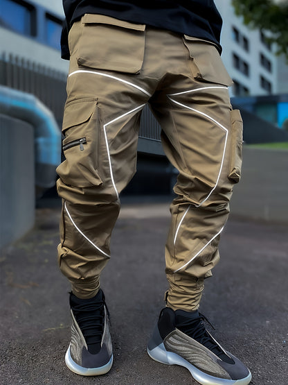 Men’s Reflective Cargo Pants – Loose-Fit Multi-Pocket Sports Trousers