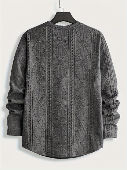 Men’s Geometric Crew Neck Sweatshirt – Long Sleeve Casual Pullover