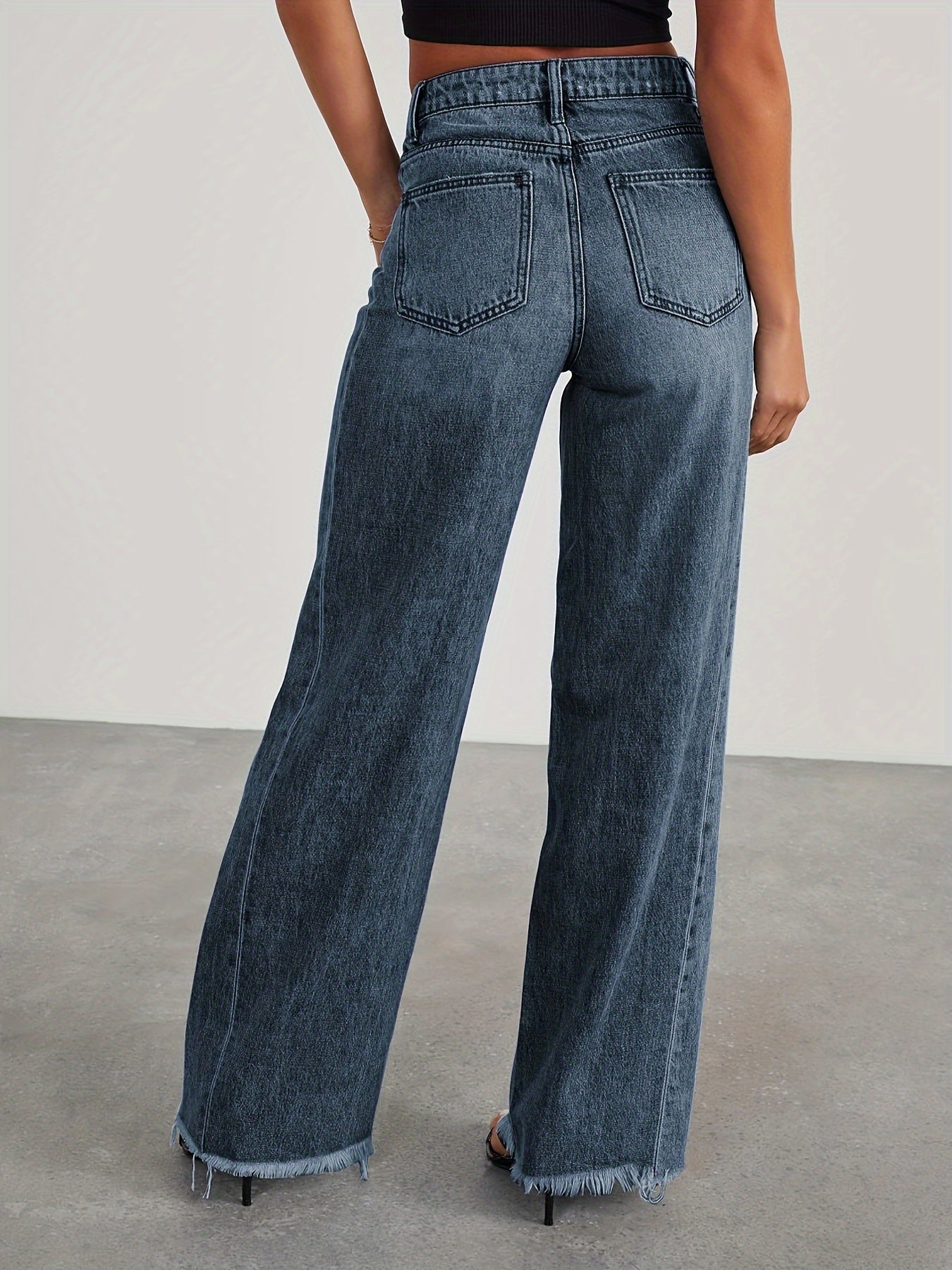 Women’s High-Waist Wide-Leg Jeans – Casual Stretch Baggy Denim