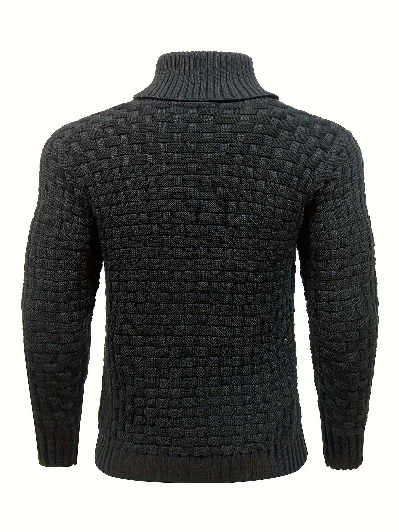 Men’s Waffle Knit Sweater – High Stretch Pullover with Lapel Collar