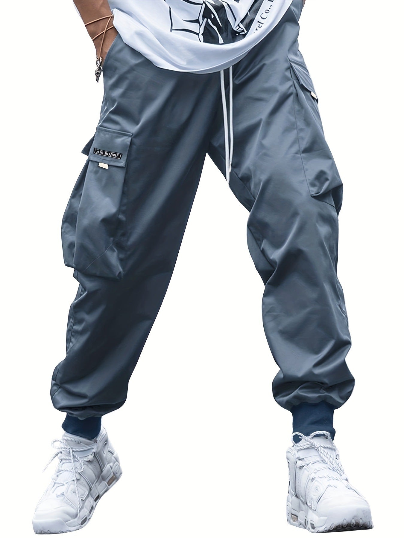 Loom & Soul™ Men’s Cargo Pants – Multi-Pocket Hip-Hop Streetwear Drawstring Trousers