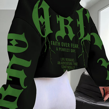 Faith Over Fear Hoodie – Black & Pink Gothic Lettering Loose Fit Sweatshirt