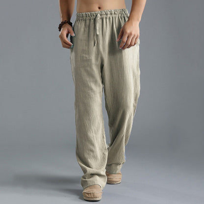 Pantalon en lin respirant pour homme – Pantalon de sport décontracté coupe ample