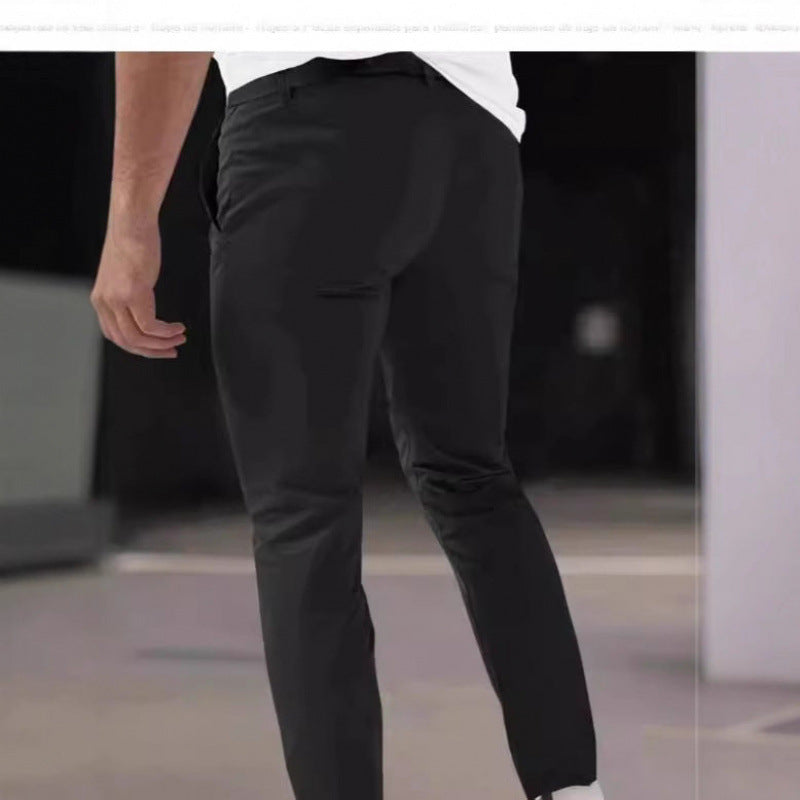 Pantalon habillé court coupe slim pour homme – Taille élastique décontractée doublé polaire