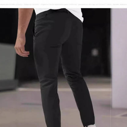 Pantalon habillé court coupe slim pour homme – Taille élastique décontractée doublé polaire