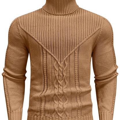 Suéter de cuello alto trenzado vintage para hombre – Jersey de punto clásico
