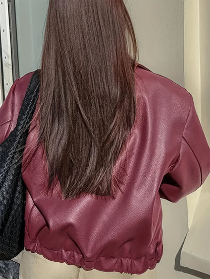 Women’s Retro Motorcycle Jacket – Classic Lapel All-Season Casual Coat