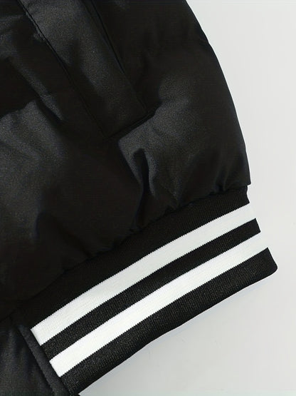 Loom & Soul Men’s Retro Hooded Baseball Jacket – Warm Color-Block Outerwear