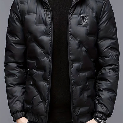 Men’s Windproof Hooded Jacket – Full-Zip Outdoor Winter Coat