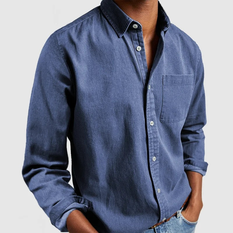 Chemise boutonnée à manches longues pour homme – Cardigan décontracté en mélange de coton