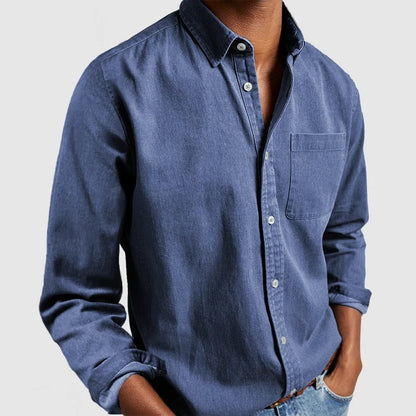Chemise boutonnée à manches longues pour homme – Cardigan décontracté en mélange de coton