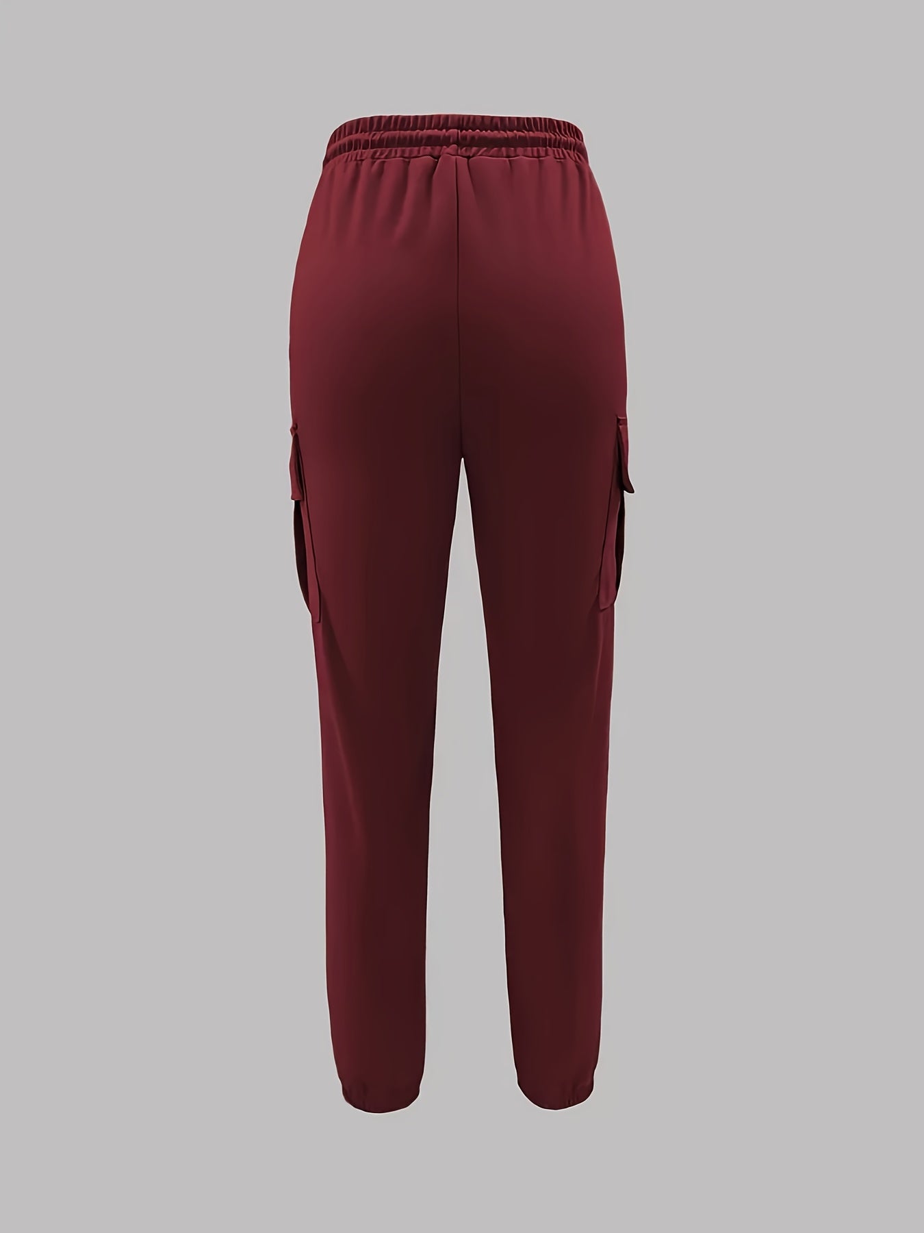 Women’s Black Cargo Pants – Elastic Drawstring Workwear Trousers