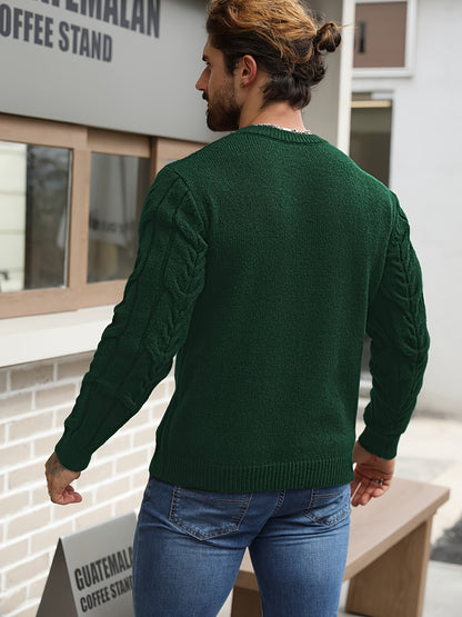 Men’s Striped Knit Sweater – Soft Crewneck Ribbed Trim Pullover