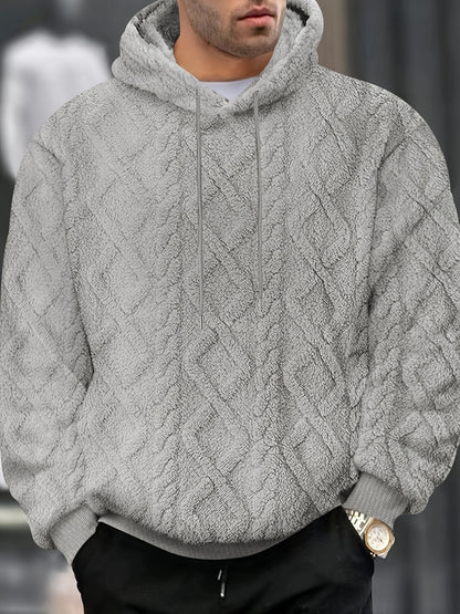 Men’s Casual Hooded Sweatshirt – Solid Color Slight Stretch Pullover