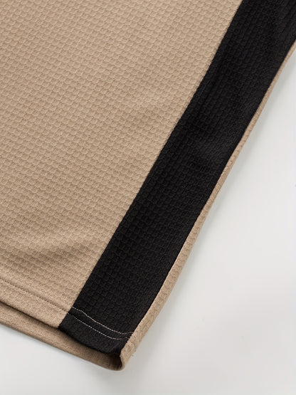 Men’s Waffle Henley Shirt – White & Black All-Season Button Top