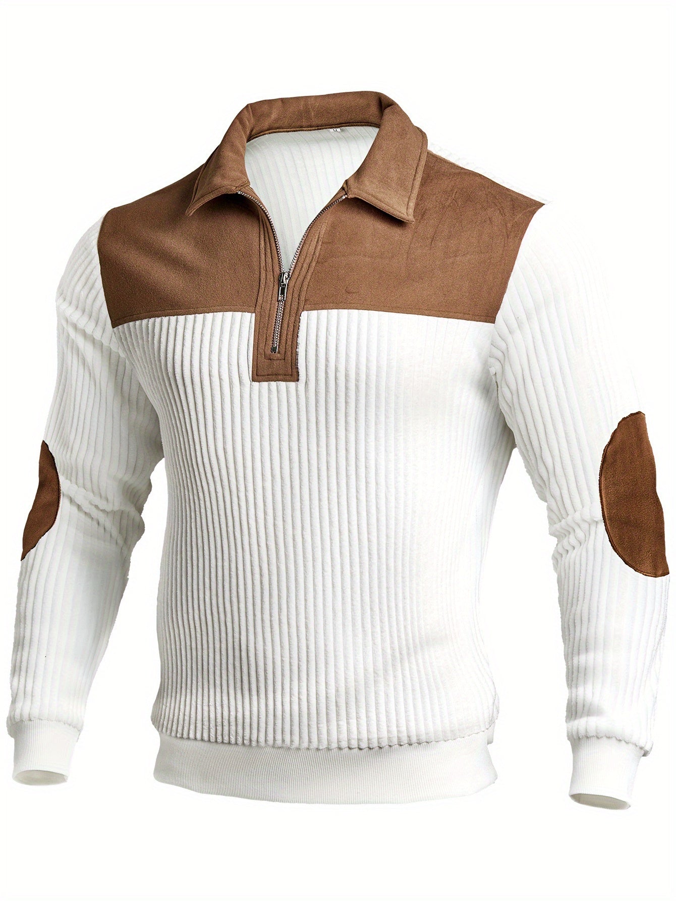 Men’s Full-Zip Winter Sweater – Thick Knit Stand Collar Pullover