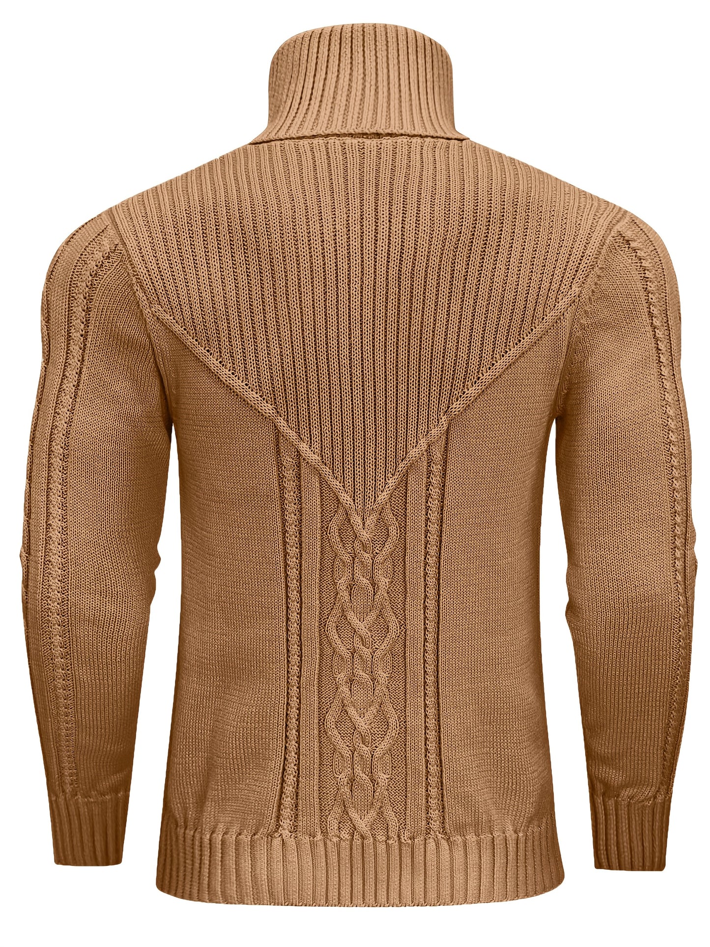 Suéter de cuello alto trenzado vintage para hombre – Jersey de punto clásico