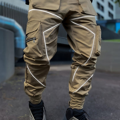 Men’s Reflective Cargo Pants – Loose-Fit Multi-Pocket Sports Trousers