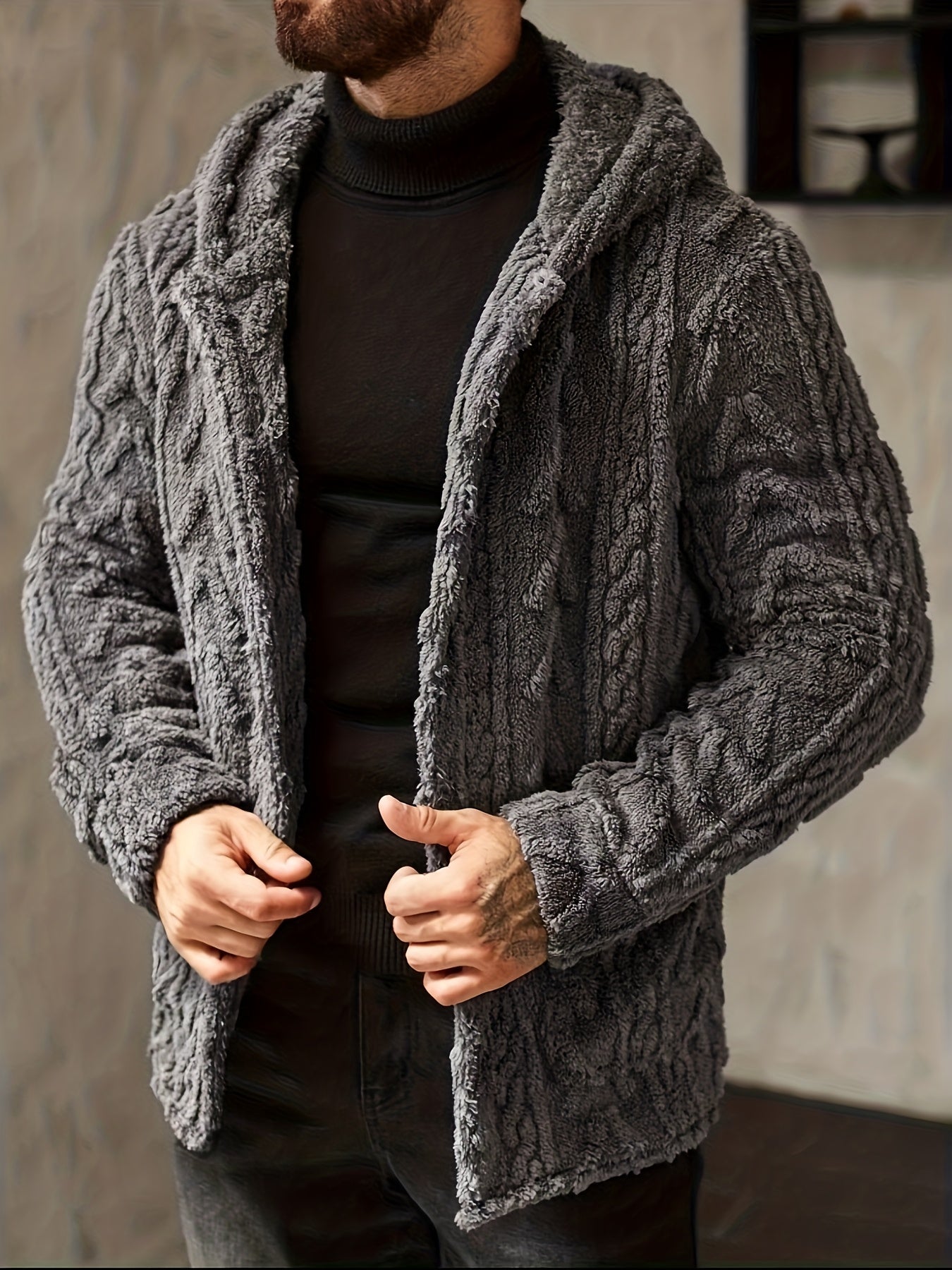 Veste à Capuche Polaire Douillette Homme – Cardigan Boutonné Hiver