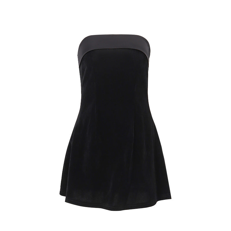 Women’s Strapless A-Line Mini Dress – Sleek Zip Party Dress