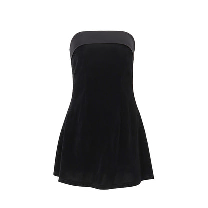 Women’s Strapless A-Line Mini Dress – Sleek Zip Party Dress