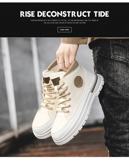 Men’s Green & White High-Top Sneakers – Lace-Up Streetwear Boots