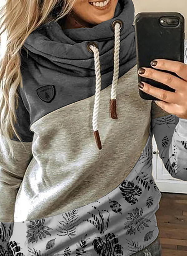 Sudadera polar con capucha estampada para mujer - Corte urbano holgado e informal