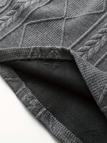 Men’s Geometric Crew Neck Sweatshirt – Long Sleeve Casual Pullover