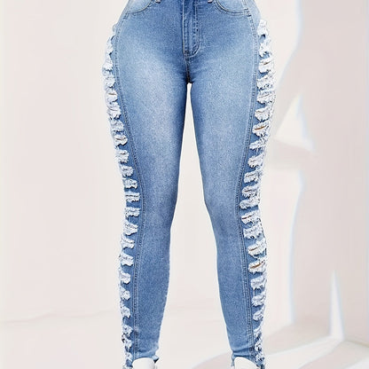 Jeans ajustados de tiro alto rotos – Ajuste elástico esculpido