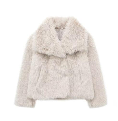 Loom & Soul™ Fluffy Lapel Plush Coat – Women’s Warm Winter Jacket for Effortless Chic Comfort