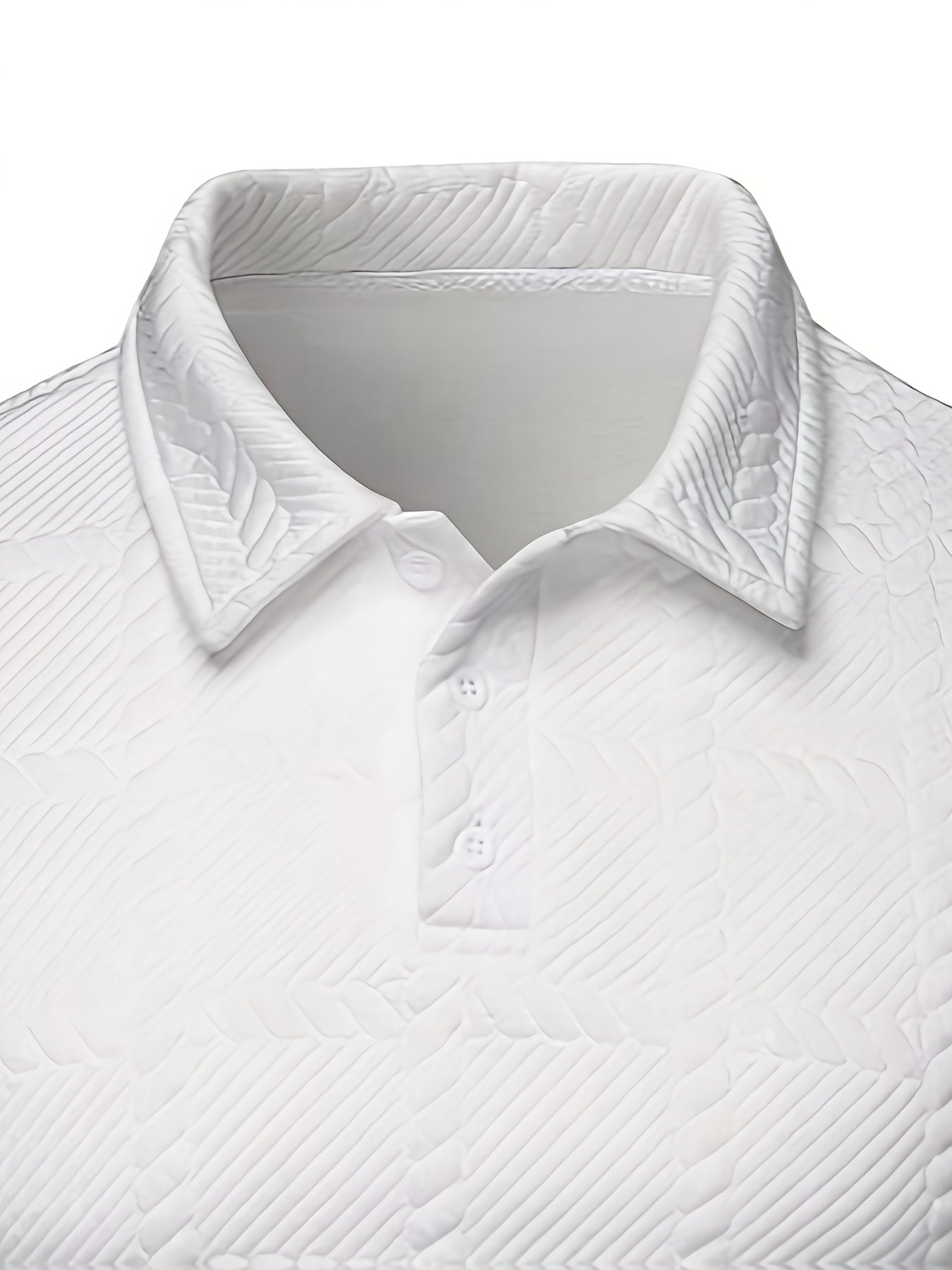 Men’s Knitted Polo Shirt – Geometric Jacquard Short Sleeve Top