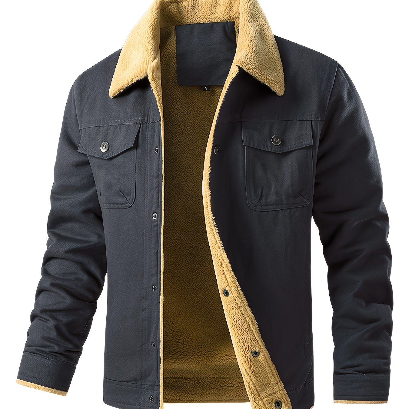 Chaqueta de trabajo para hombre con forro polar - Abrigo con cuello de borreguillo