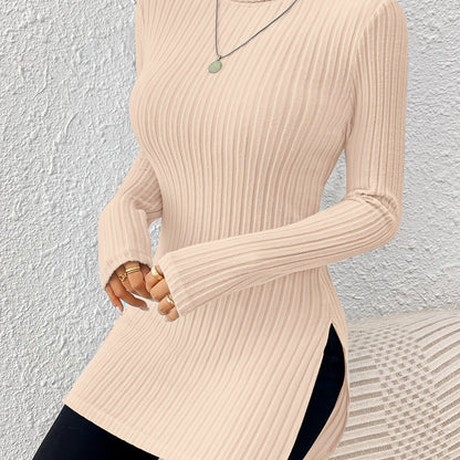 Women’s Elegant Turtleneck Top – Soft Long Sleeve High-Neck Knit