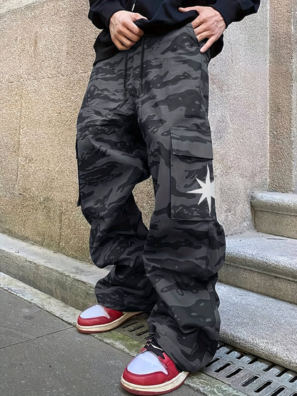 Men’s Camouflage Cargo Pants – Loose-Fit Multi-Pocket Outdoor Trousers