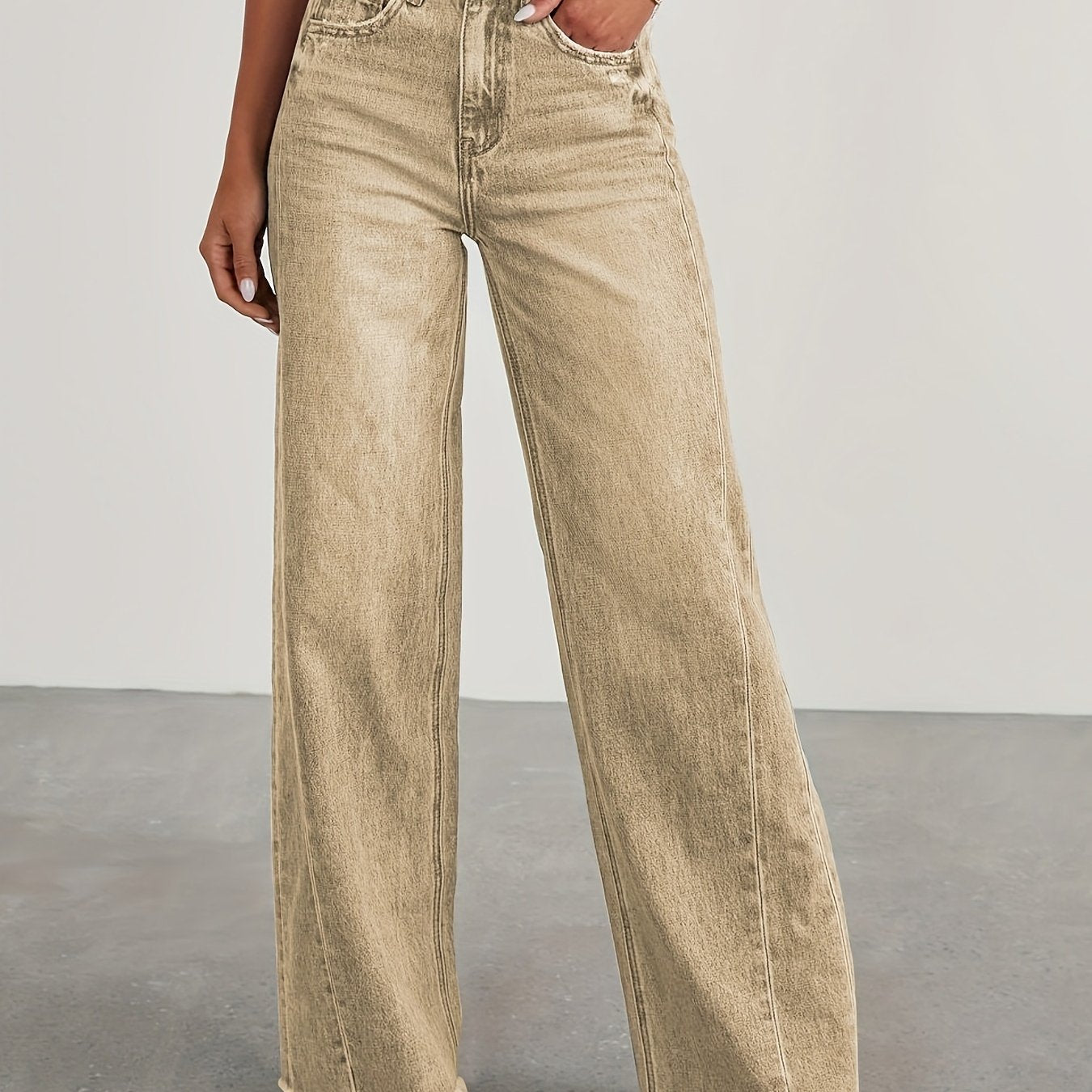 Women’s High-Waist Wide-Leg Jeans – Casual Stretch Baggy Denim