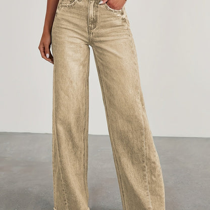 Women’s High-Waist Wide-Leg Jeans – Casual Stretch Baggy Denim