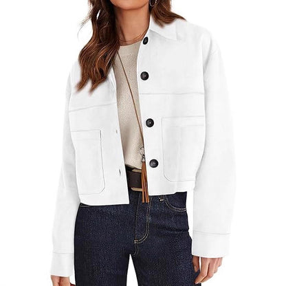 Chaqueta Corta de Ante Sintético para Mujer – Estilo Ligero para el Viaje Diario