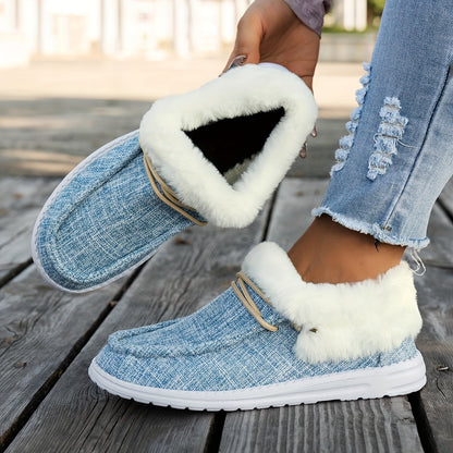 Women’s Slip-On Loafers – Warm Non-Slip Casual Winter Shoes with EVA Sole